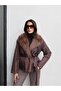 Collar Faux Fur Tie-Up Coat - 4