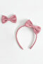 Girl's 2-Piece Dried Rose Sequin Matte Satin Bow Crown Hair Clip