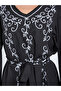 Women Black Floral Print Belted Maxi Dress - 4