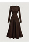 Women Fitted Waist Gathered Maxi Dress