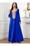 Women Royal Blue Embroidered Patch Jalabiya - 2