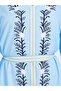 Woman Blue Floral Print Belted Maxi Dress - 4