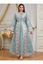 Women Sequin Patch Detail Kimono and Dress Modest Set - 2