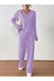 Women Purple Textured T-Shirt and Pants Co-Ords - 5