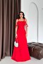 Red Strap Floral Detailed Long Evening Dress