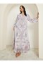 Women Paisley Print Jalabiya with Rhinestone Embellishment
