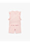 Ruffle Detailed Embroidered Cotton 2-Piece Leggings and T-Shirt Set - 3