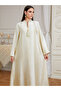 Women Texture Fabric Faux Pearl Tassel Jalabiya - 5