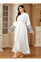 Women Geometric Belted Long Sleeve Abaya - 2