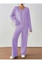 Women Purple Textured T-Shirt and Pants Co-Ords