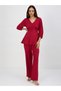 Women Cranberry Corset Detail Top with Trousers Co-Ords