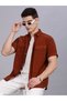 Men Bronze Corduroy Short Sleeve Shirt - 6