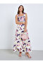Women Floral Print Tie Shoulder Maxi Dress