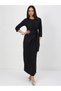 Women Black Tie-Up Maxi Dress with 3/4 Sleeves