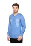Men Blue Denim Hooded Shirt - 2