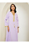 Women Purple Jacquard Jalabiya with Gold Trim - 2