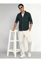 Men Green Double Pockets Denim Shirt - 4