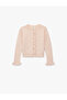 Long Sleeve Crew Neck Ruffled Knitwear Cardigan