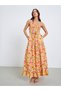 Women Floral Print Smocking Detail Strappy Maxi Dress - 2