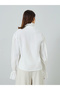 Women White Ruffle Trim Long Trim Top - 6