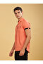 Men Orange Linen Blend Short Sleeve Shirt - 2