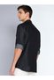 Men Black Denim Shirt with Stripe Detail - 3