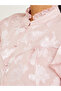 Women Jacquard Balloon Sleeve Blouse with Ruffle Detail - 4