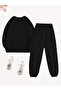 Kurdele Printed Crew Neck Sweatshirt Jogger Bottom Tracksuit Set Oversized - 2