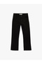 Cotton Pocketed Buttoned Flared Crop Jean Trousers - Kick Flare Jeans - 3