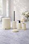 Matte Cream 5-Piece Round Bathroom Set – Bucket, Toilet Brush, Liquid Soap Dispenser - 2