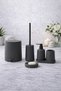 Matte Gray 5 Piece Round Bathroom Set – Bucket, Toilet Brush, Liquid Soap Dispenser - 2