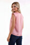 Round Neck Sleeveless Padded Comfortable Cut Buttoned Stylish and Cool Satin Blouse - 4
