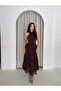 Hijab Asymmetrical Flock Printed Tulle Skirt