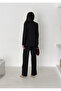 Black Laser Cut Blazer Jacket Palazzo Pants Suit - 7