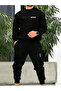Unisex Minimal Printed Crew Neck Top Jogger Pants Tracksuit Set - 3