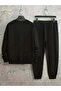 Unisex Minimal Printed Crew Neck Top Jogger Pants Tracksuit Set - 3
