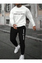 Chicago Letter Printed Crew Neck Top and Jogger Bottom Tracksuit Set