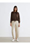 Brown Crew Neck Drawstring Women's Sweatshirt - 3