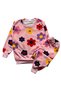 Girls' Cotton Fabric Pink Color Floral Pattern Long Sleeve Transitional Pajamas Set - 2