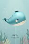 Turquoise Whale Foil Balloon with Sailor Hat 9351 - 2