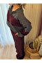 Burgundy Polo Neck Striped Sweater - 5
