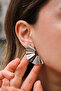 Vip Geometric Zigzag Earrings Metal Plate Earrings with Steel Tips 4.5cm - 3