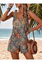 Women's Bohemian Patterned Suspender Shorts Jumpsuit – Summer Casual Cut - 2