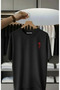 Unisex Oversized Printed Cotton Crew Neck Short Sleeve Black T-Shirt Simple Rose