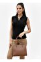 Buttoned Polo Neck Zero Sleeve Soft Fur-Like Brown Women's Sweater - 3
