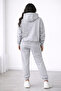 Women's Grey Oversize Hooded Tracksuit Set with Kangaroo Pocket, Cotton Lining, Comfortable Fit - 3