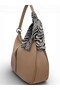 Sand Beige Soft Textured Women's Shoulder Bag with Scarf Detail - 4