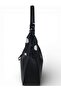 Black Soft Textured Women's Shoulder Bag with Scarf Detail - 4