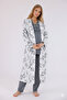 Smoked Pattern Dressing Gown Lace Detailed Dressing Gown Maternity Pajama Set