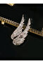 Wing Shaped Rhinestone Embellished Brooch - 6